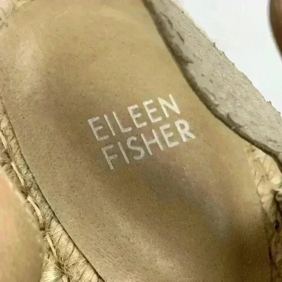 Eileen Fisher sandals size 10 taupe leather snakeskin embossed Espadrilles - Picture 10 of 12